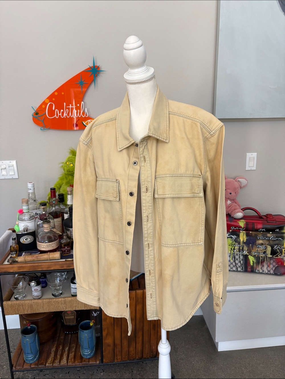 Hudson Jeans Light Beige Utility Shirt Jacket